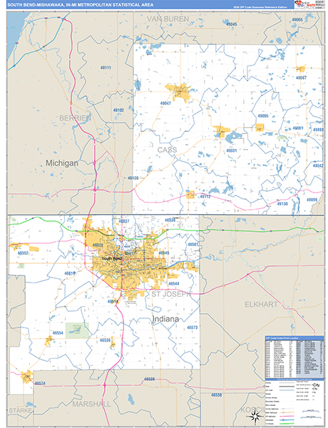 South Bend-Mishawaka Metro Area Wall Map